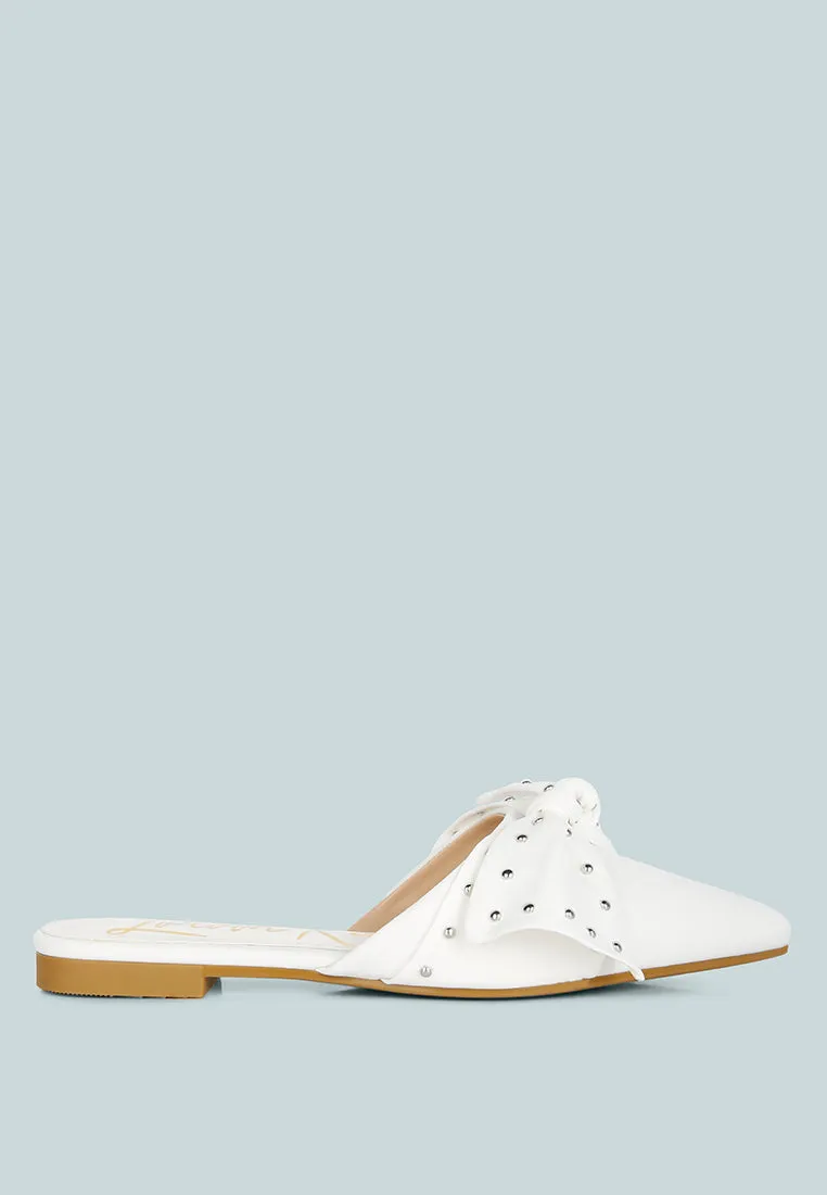 Makeover Studded Bow Flat Mules By Ruw