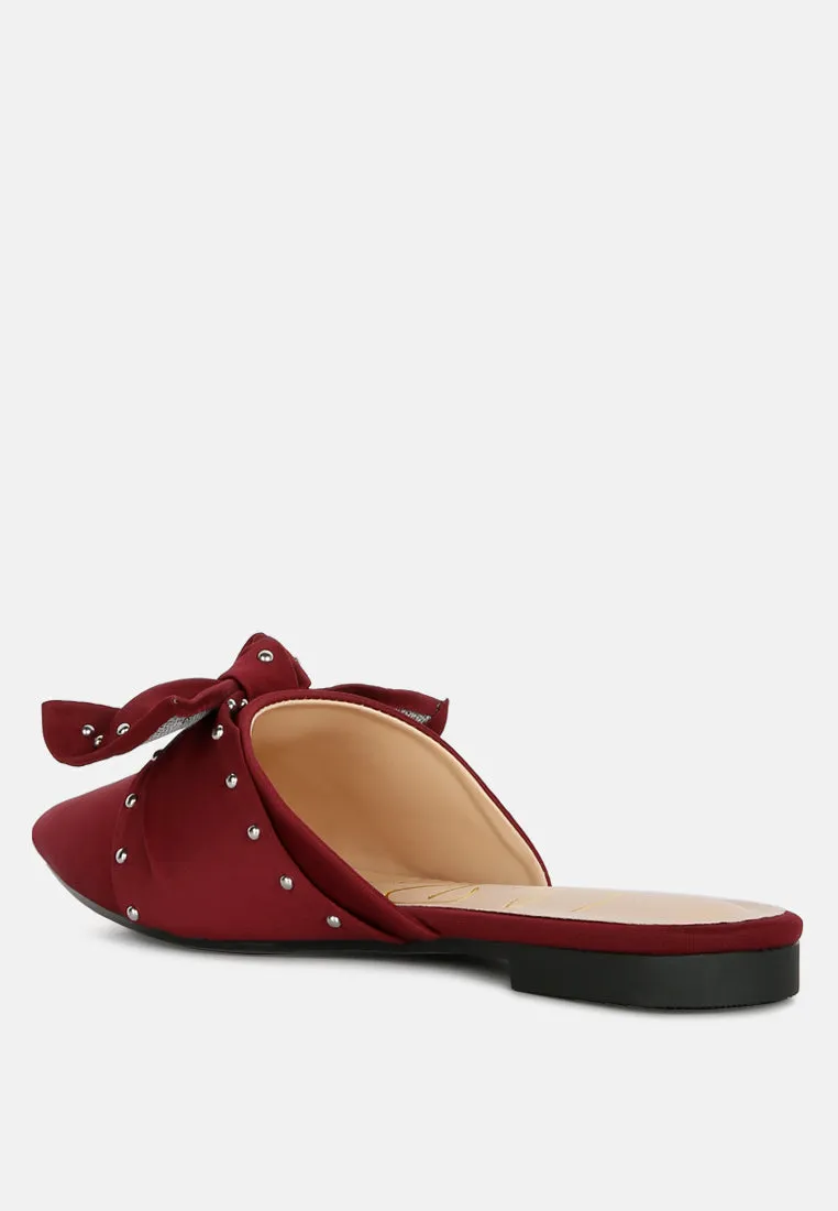 Makeover Studded Bow Flat Mules By Ruw