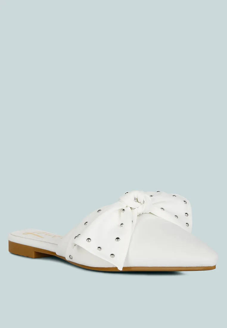 Makeover Studded Bow Flat Mules By Ruw