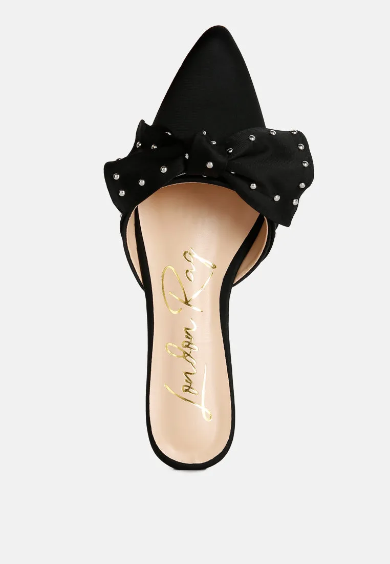 Makeover Studded Bow Flat Mules By Ruw