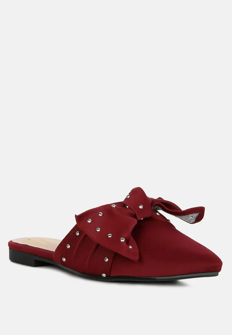 Makeover Studded Bow Flat Mules By Ruw