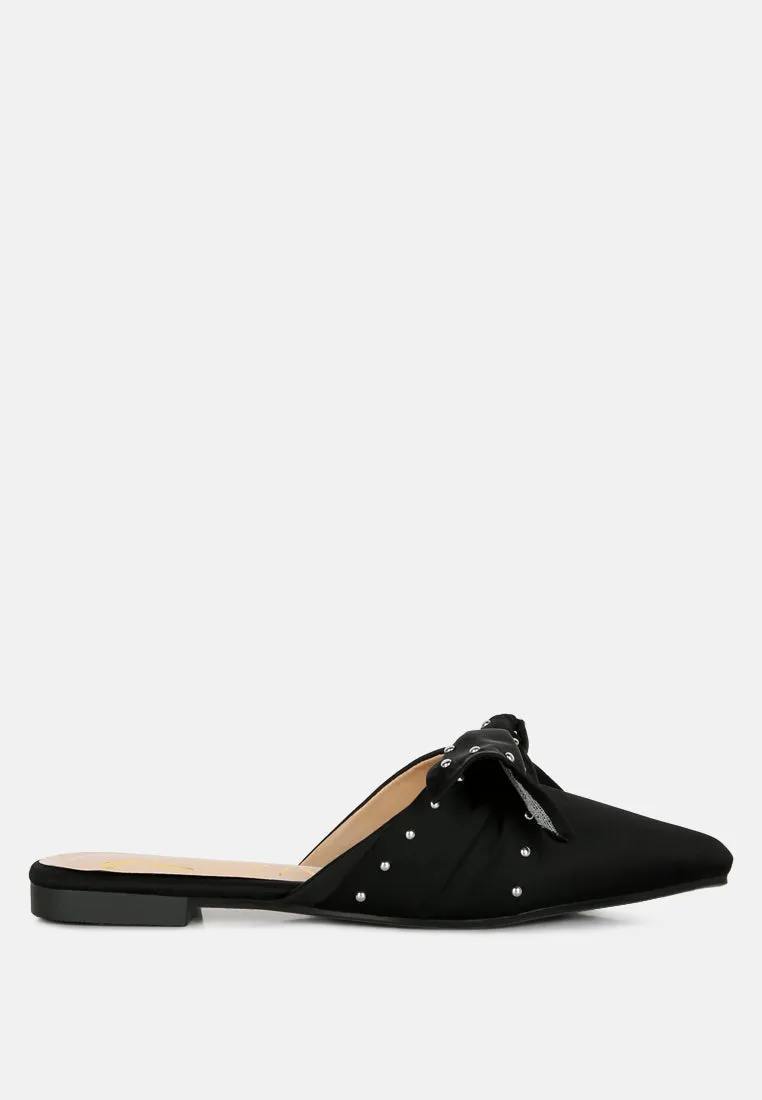 Makeover Studded Bow Flat Mules By Ruw