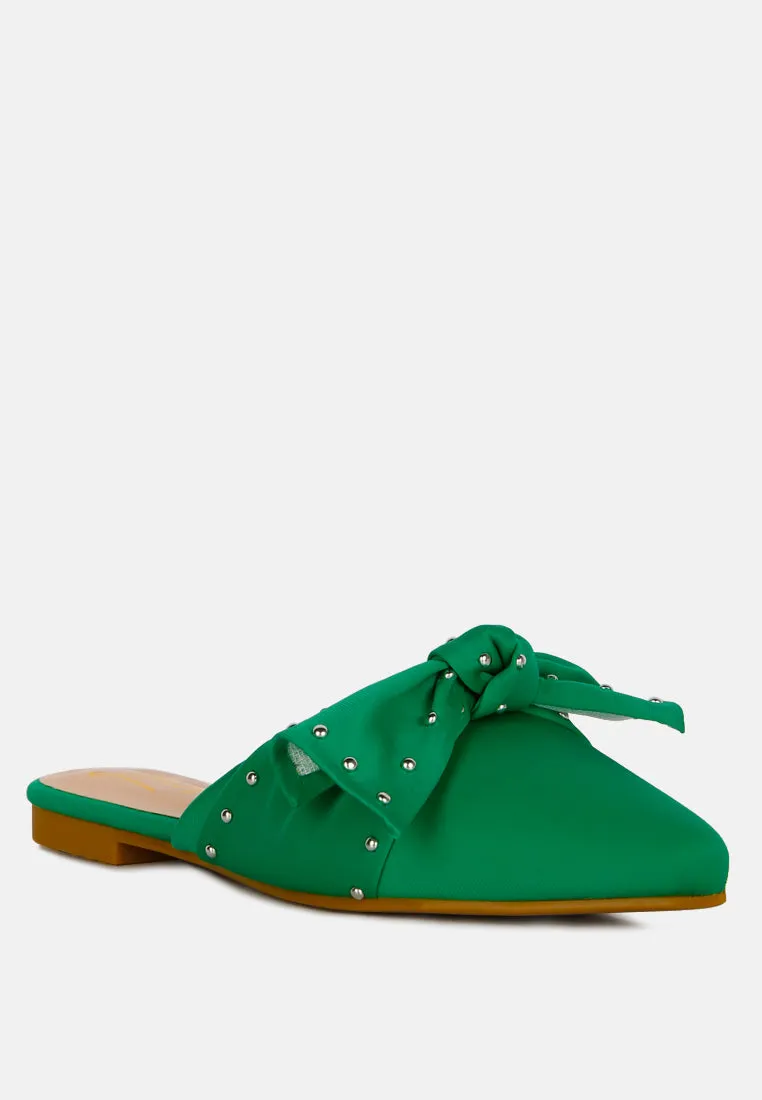 Makeover Studded Bow Flat Mules By Ruw