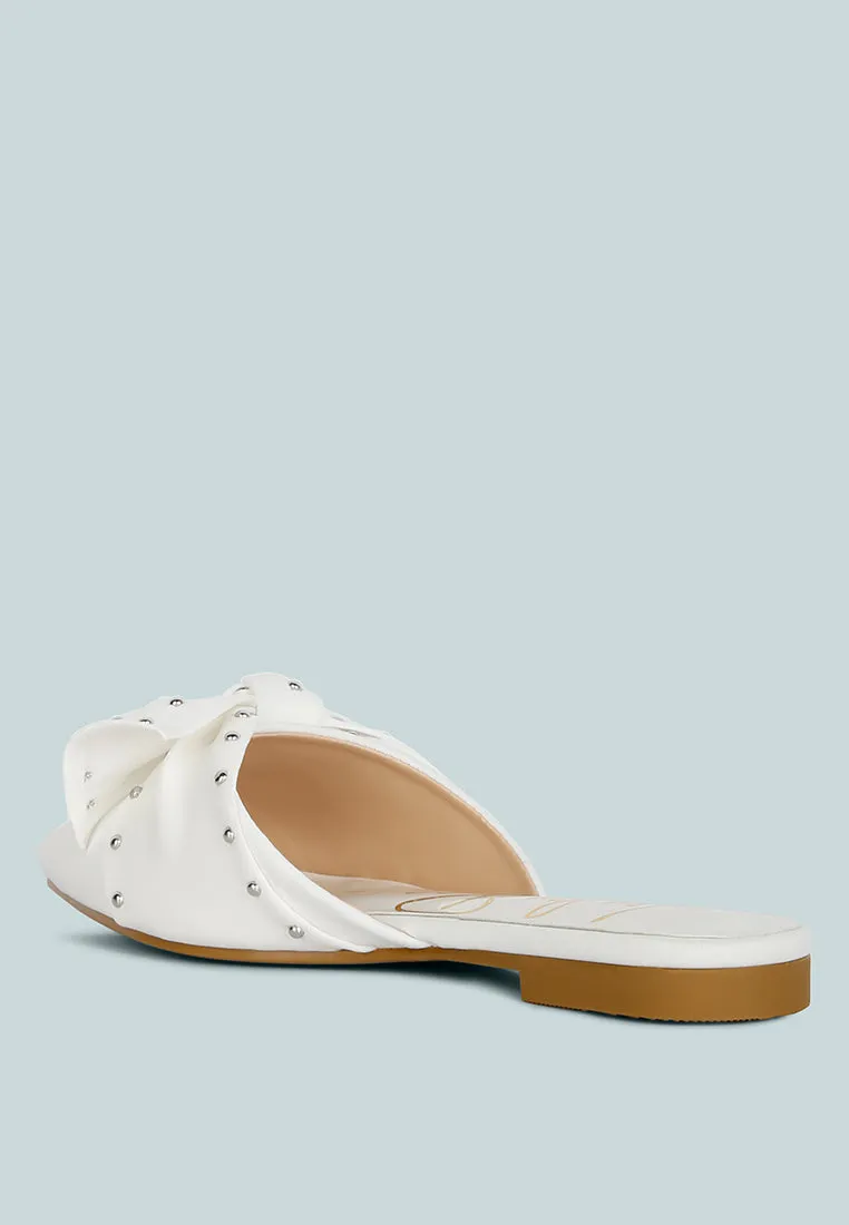 Makeover Studded Bow Flat Mules By Ruw