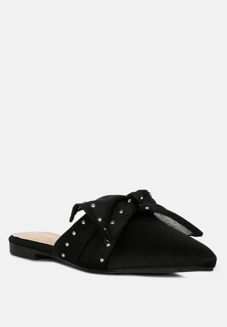 Makeover Studded Bow Flat Mules By Ruw