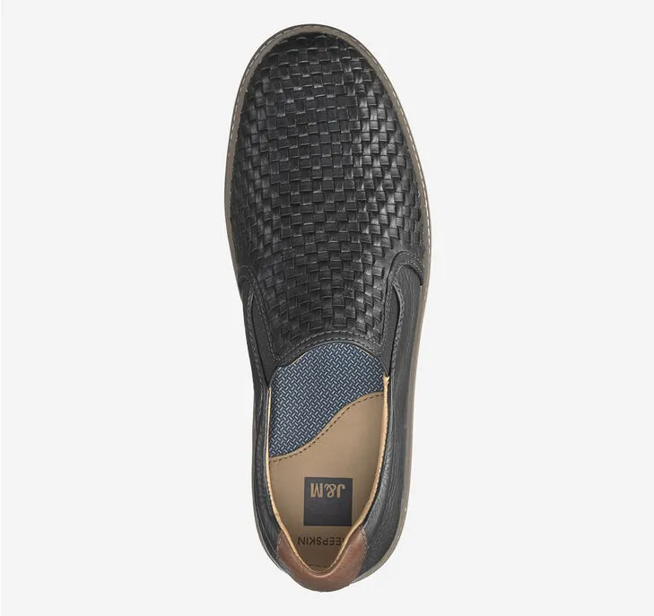 McGuffey Woven Slip-On, Black Full Grain Leather