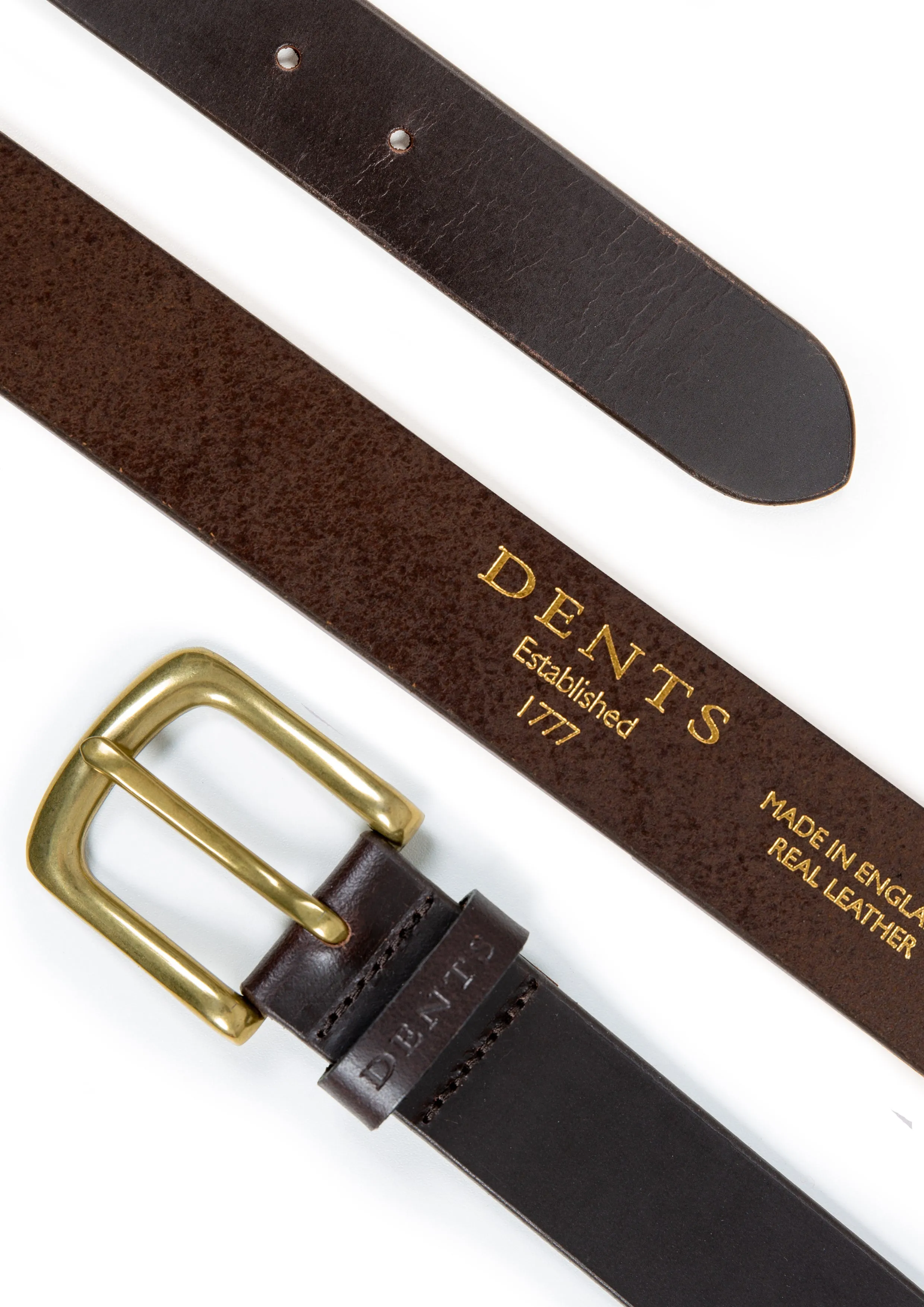 Men’s Heritage Lined Full-Grain Leather Belt with Brass Buckle