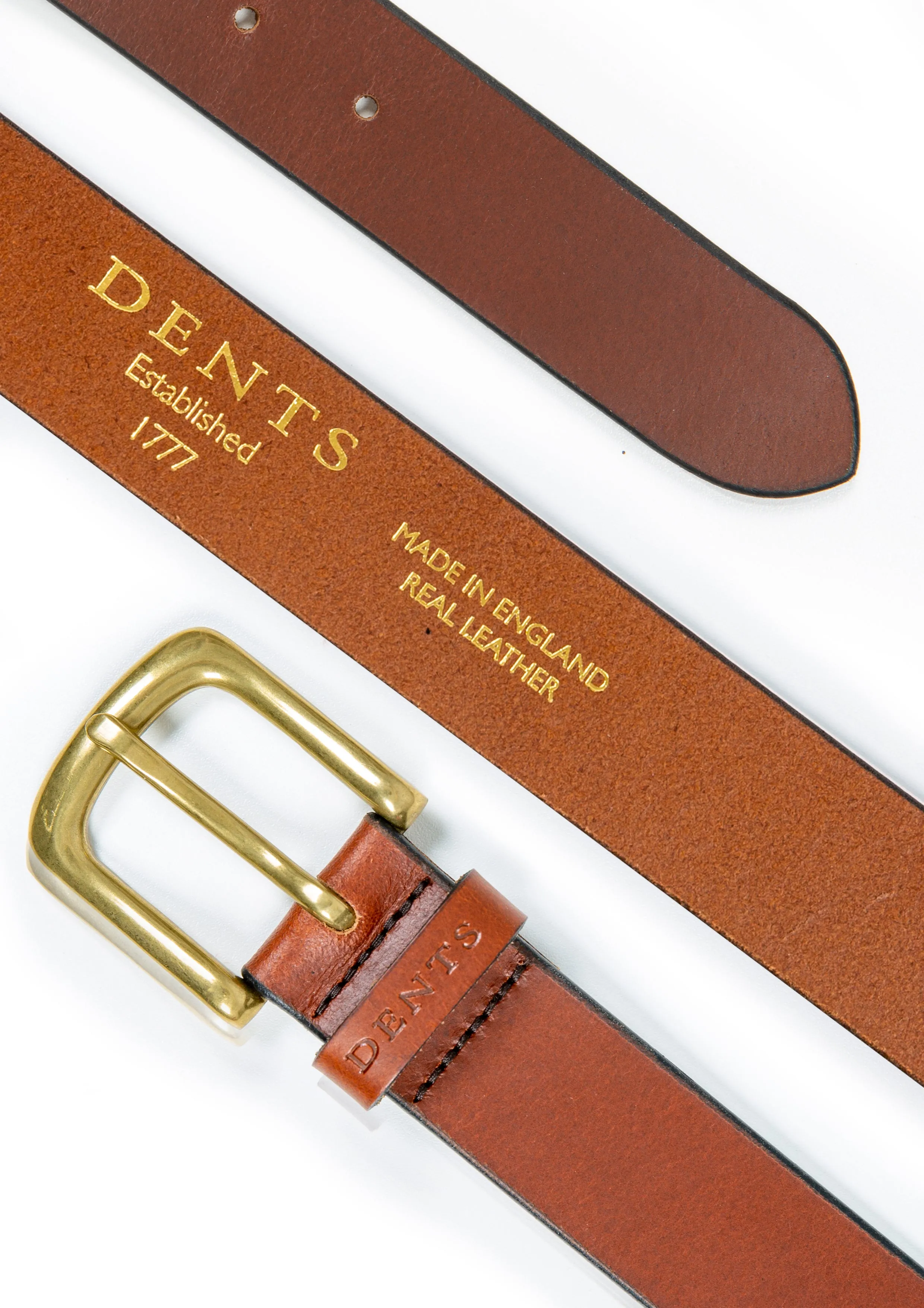 Men’s Heritage Lined Full-Grain Leather Belt with Brass Buckle