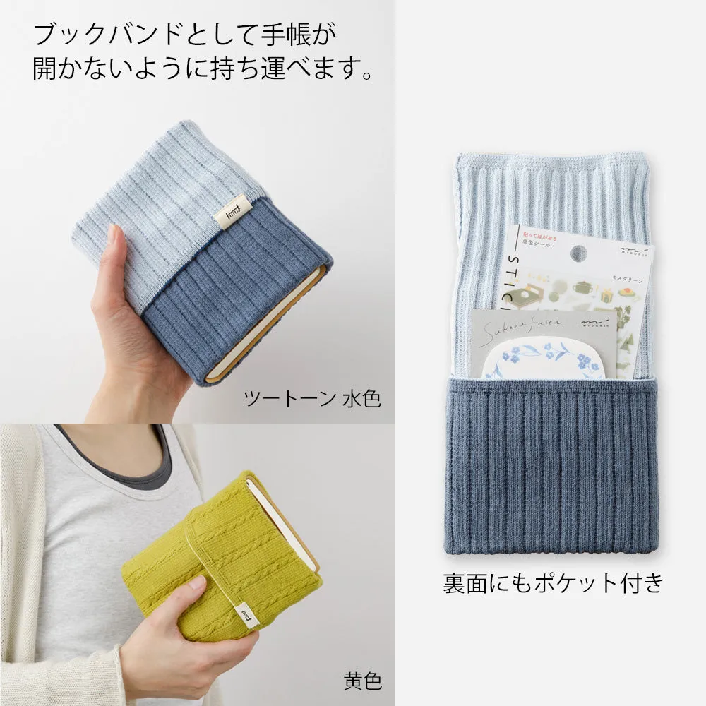 Midori Knitted Book Band with Pockets [For A6 - B6] - Yellow