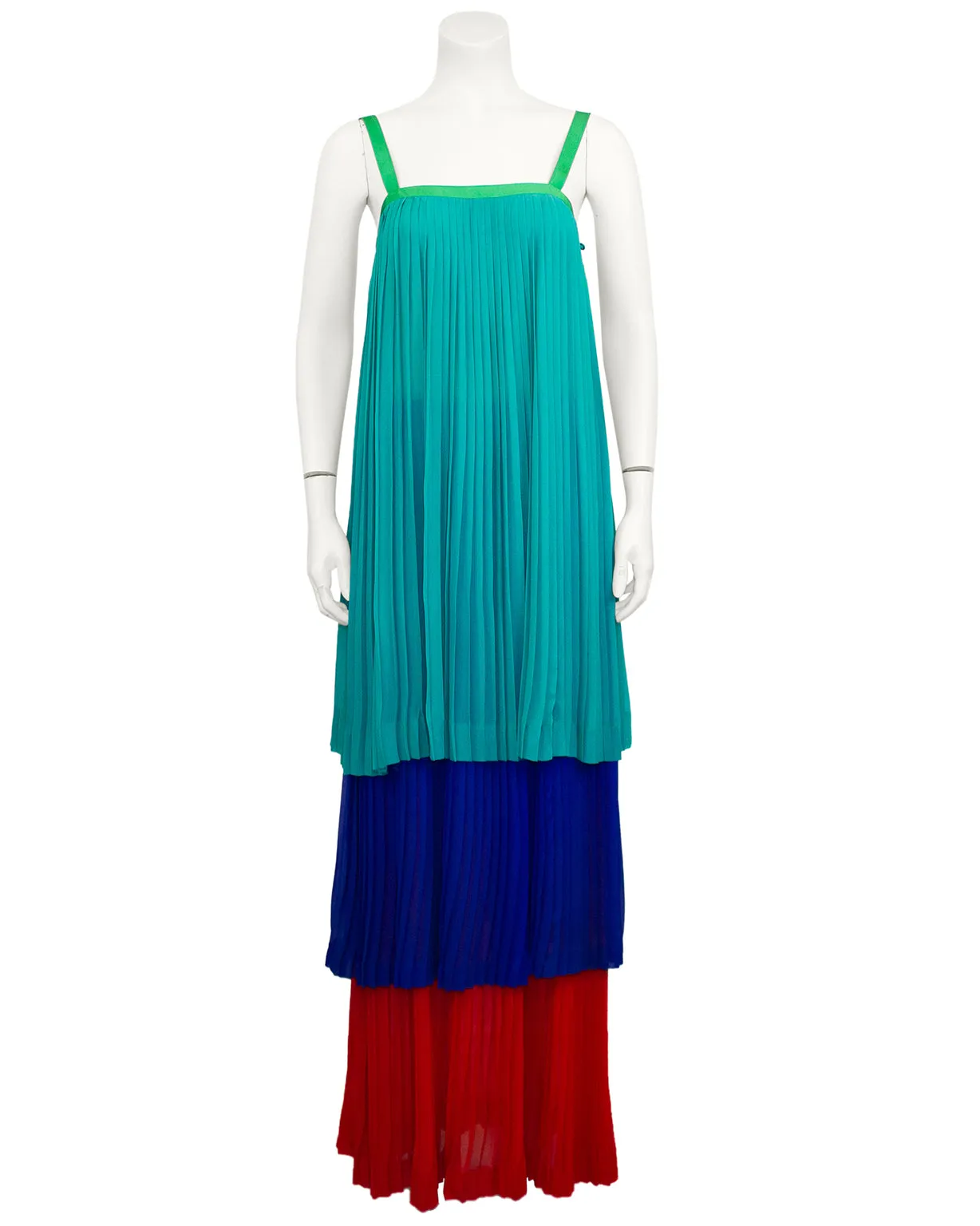 Multi Colour Pleated Tiered Chiffon Gown