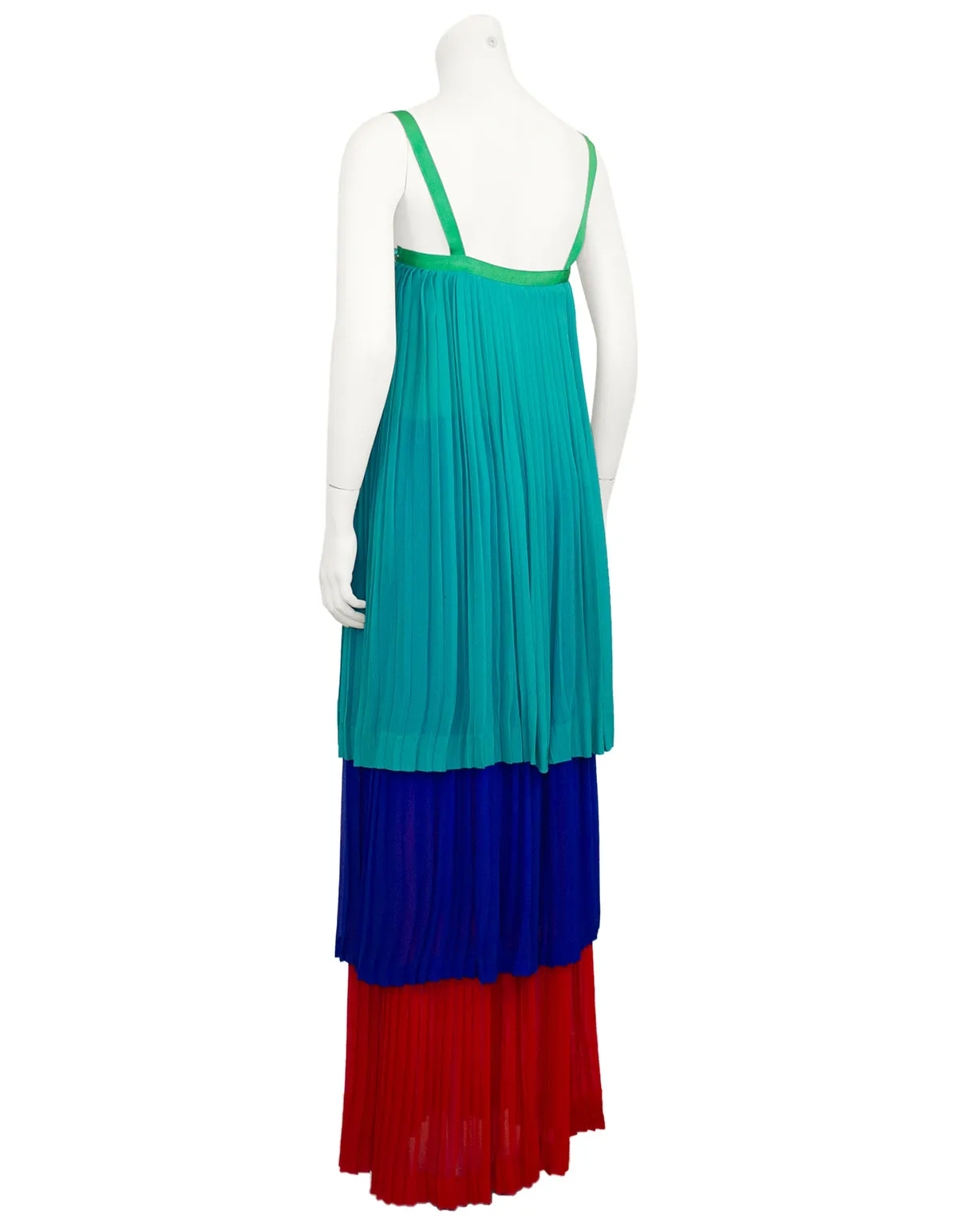 Multi Colour Pleated Tiered Chiffon Gown