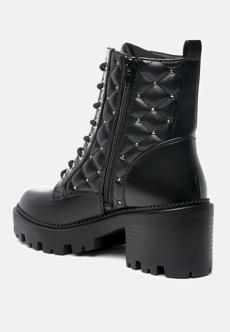 nadal chunky quilted and studded ankle boots