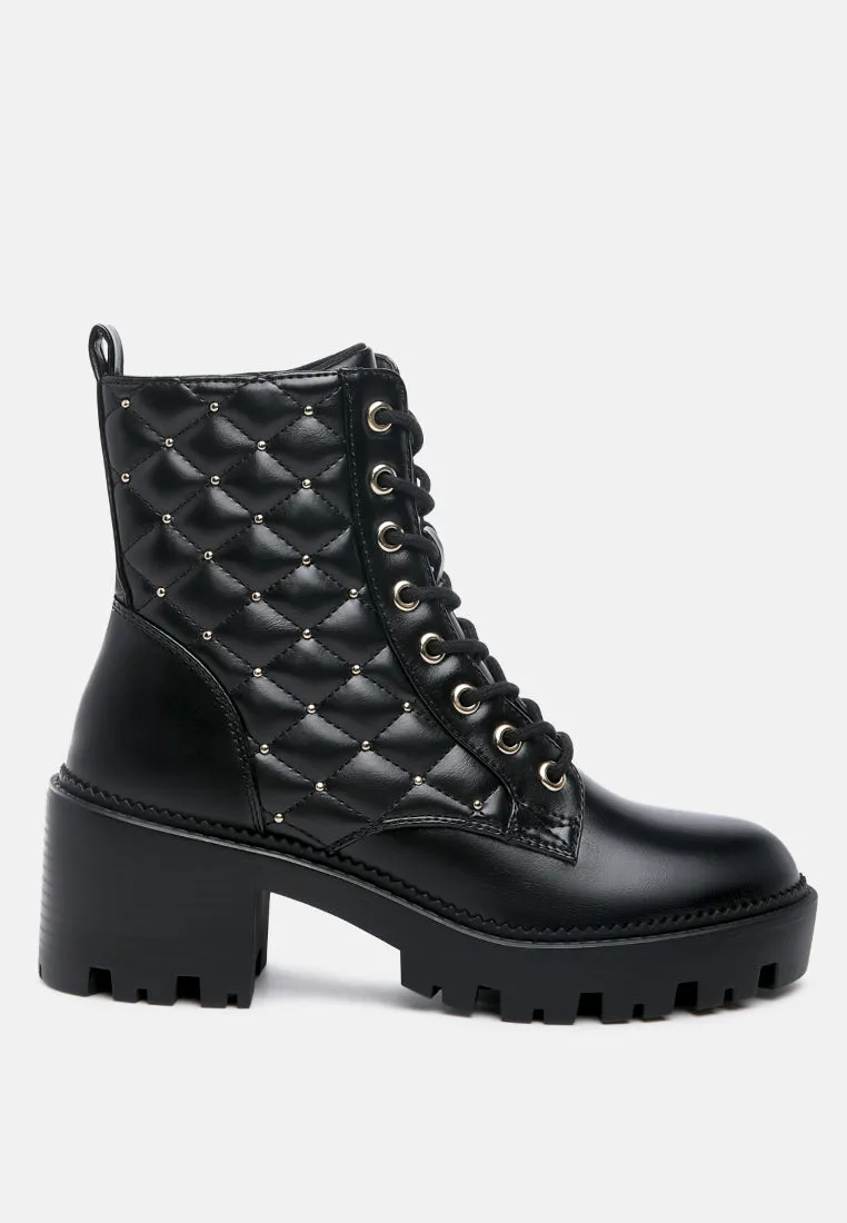 nadal chunky quilted and studded ankle boots