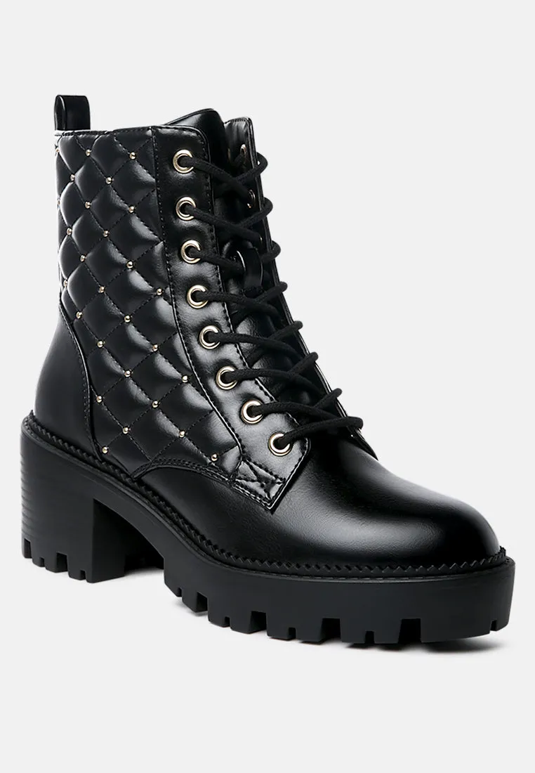 nadal chunky quilted and studded ankle boots