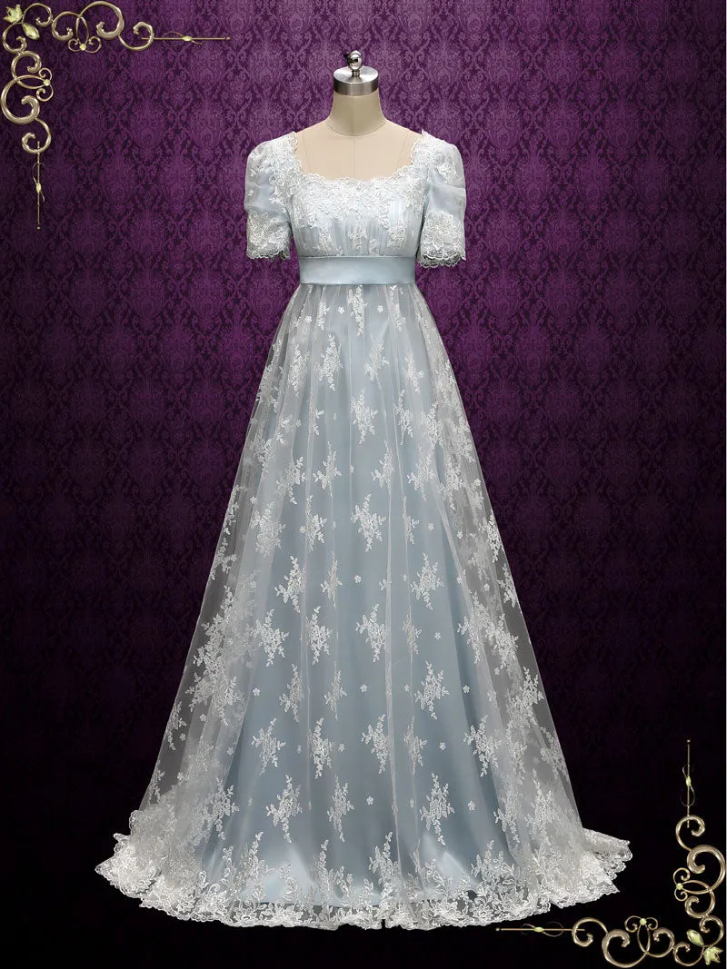 Powder Blue Regency Lace Evening Ball Gown HELENA