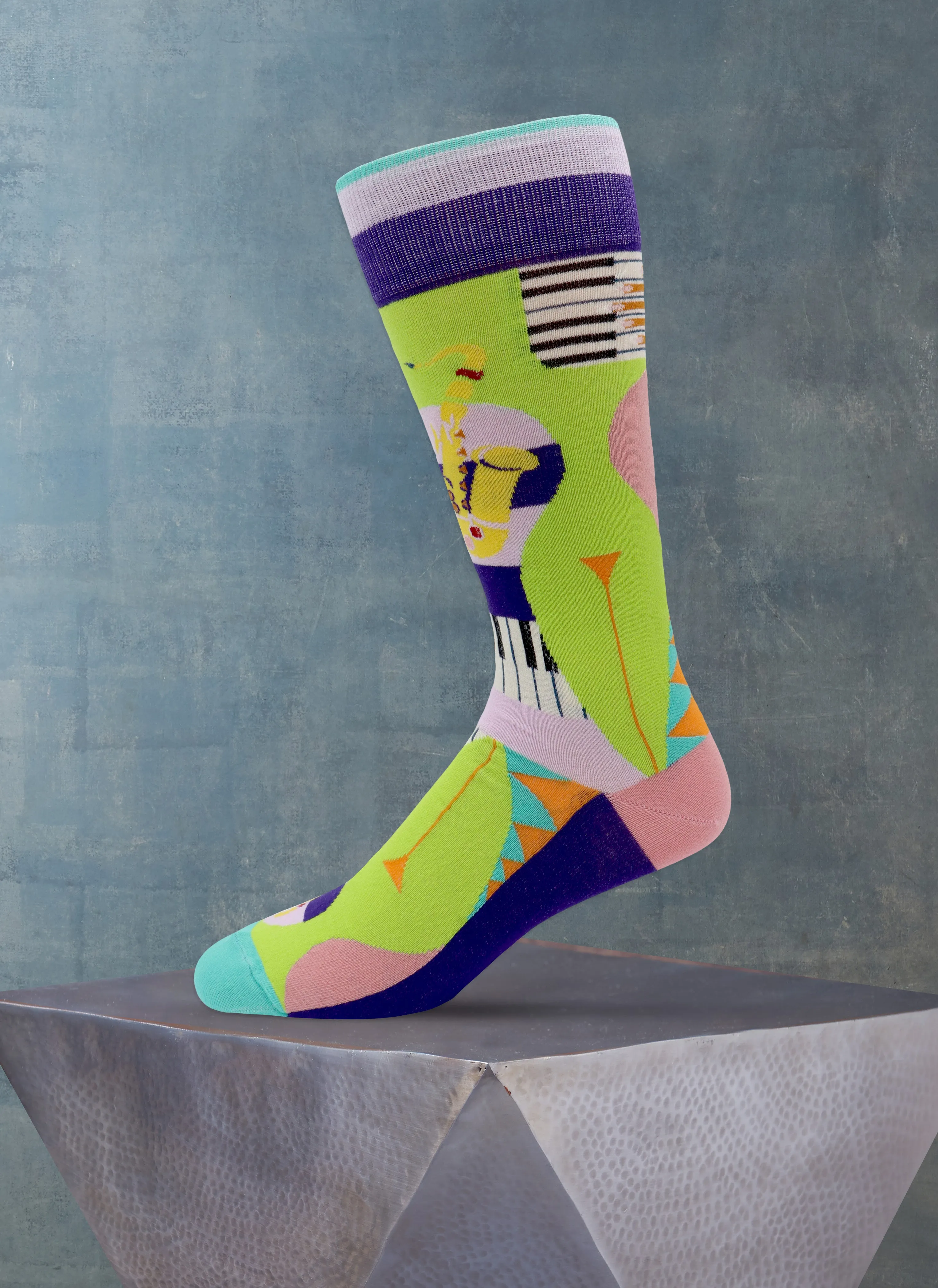 "Bourbon Street" Sock in Purple/Lime