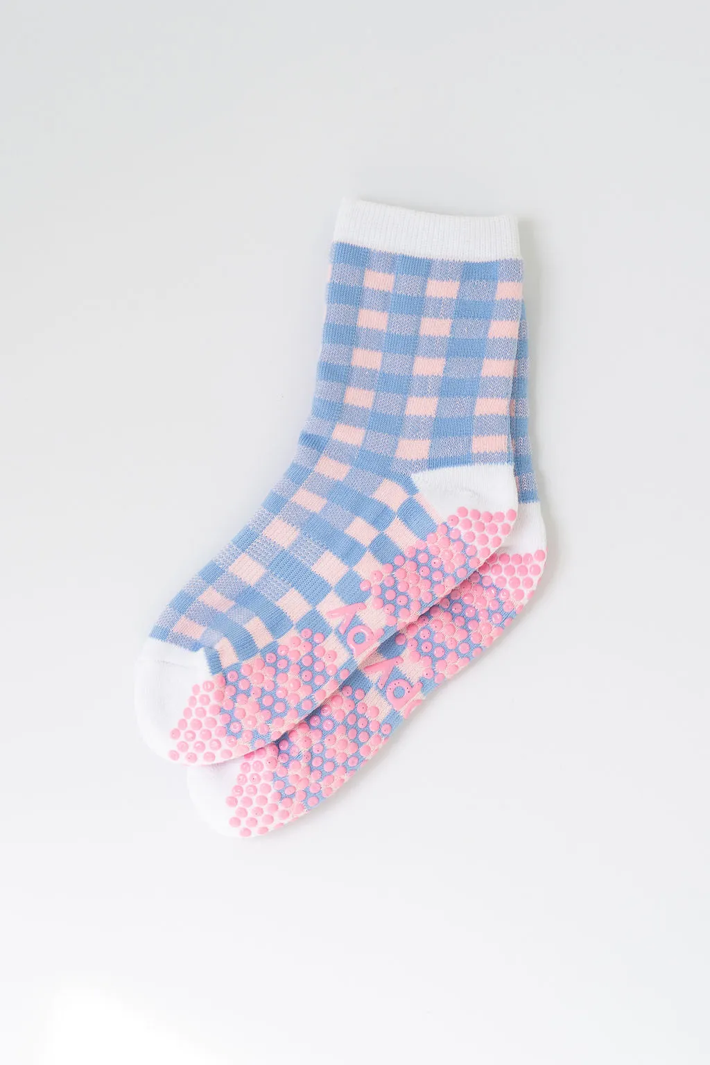 Rainbow Gingham Grippy Socks