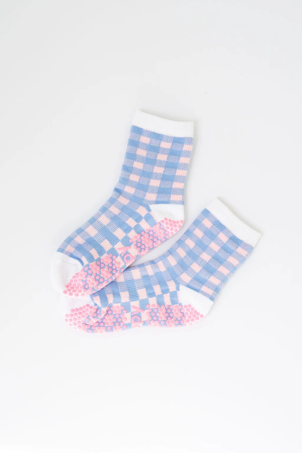 Rainbow Gingham Grippy Socks