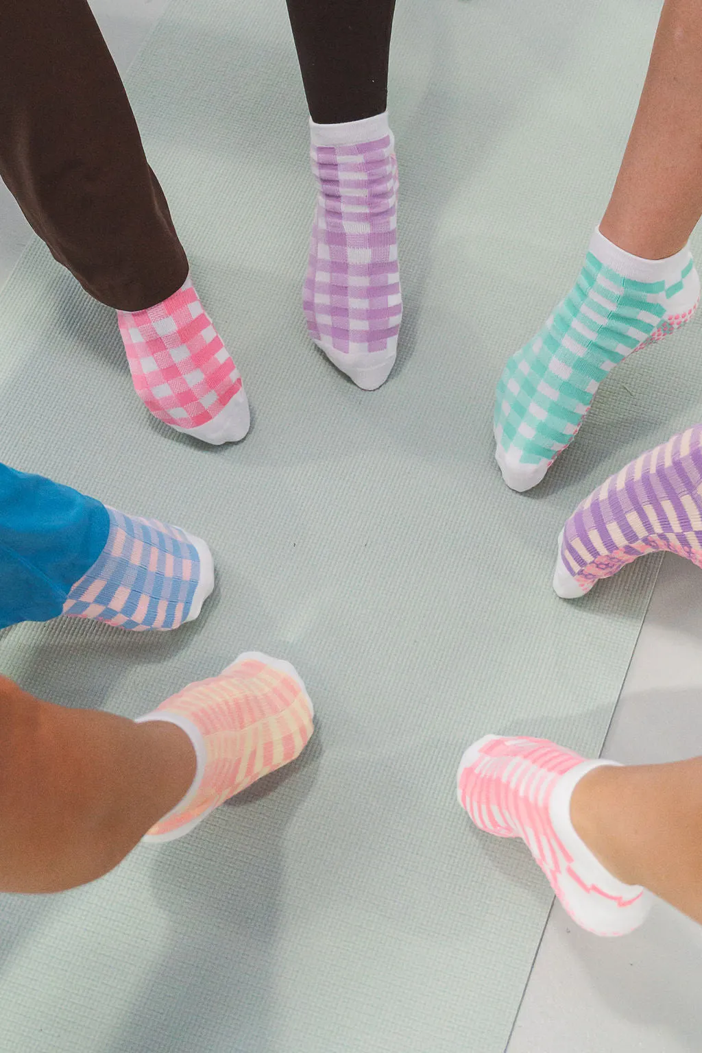 Rainbow Gingham Grippy Socks