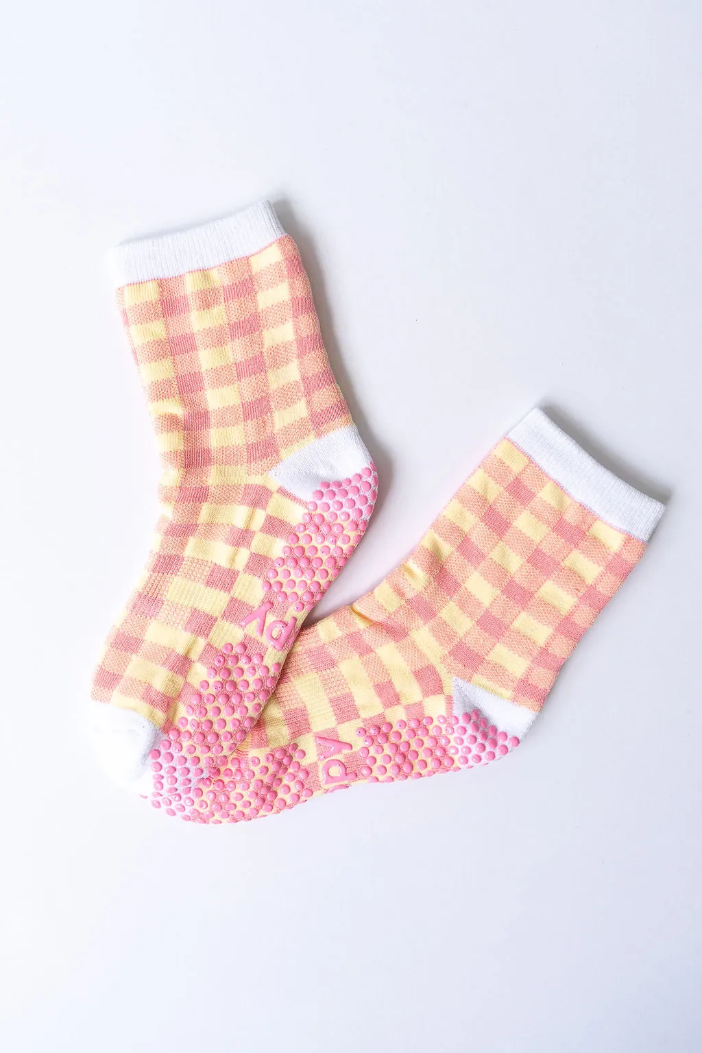 Rainbow Gingham Grippy Socks