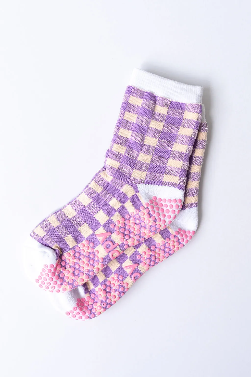 Rainbow Gingham Grippy Socks