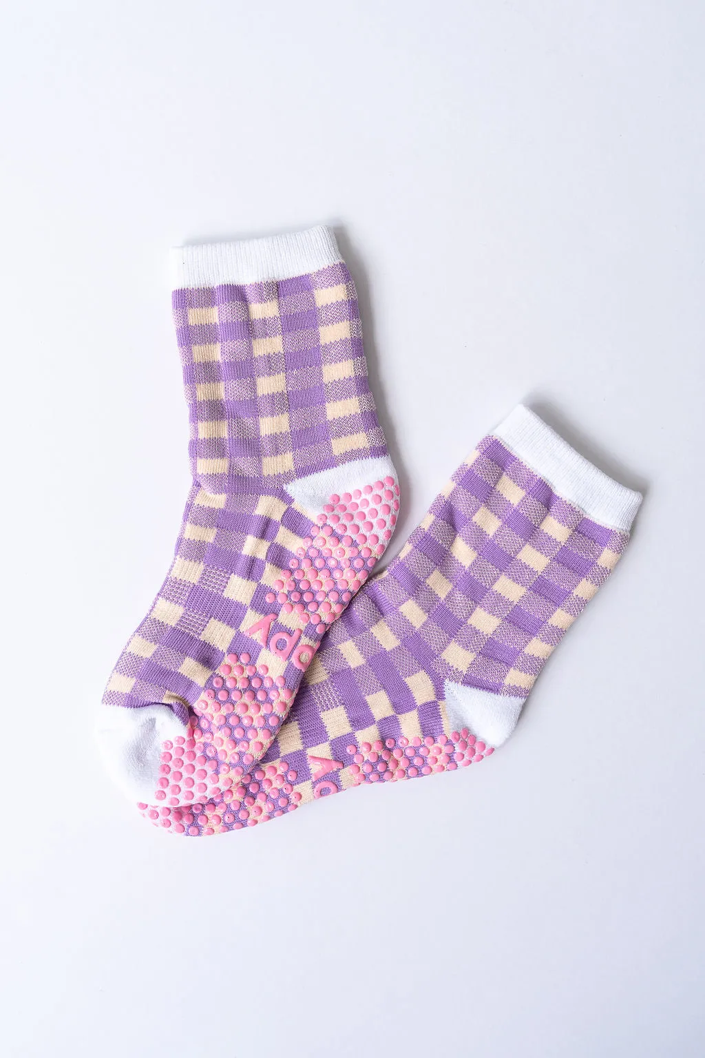 Rainbow Gingham Grippy Socks