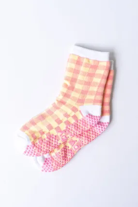 Rainbow Gingham Grippy Socks