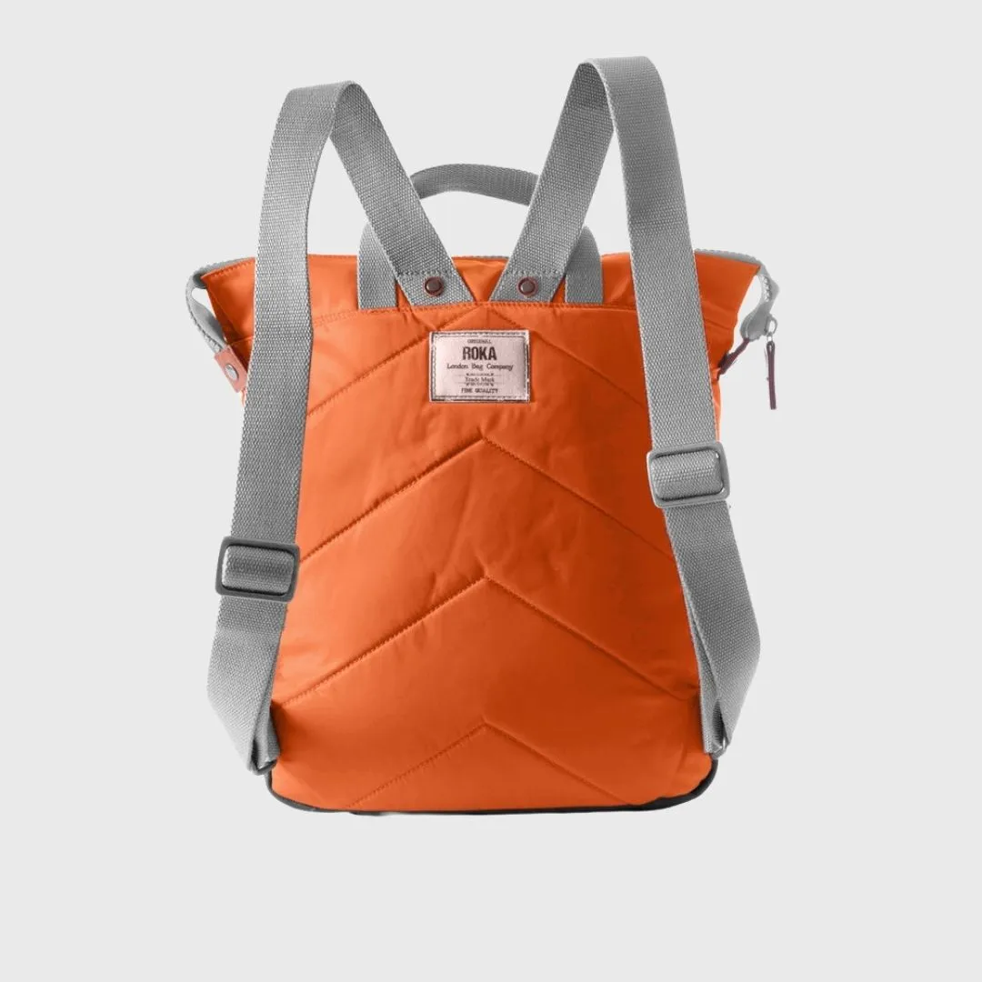 Roka London Bantry B Recycled Nylon Backpack Small Burnt Orange