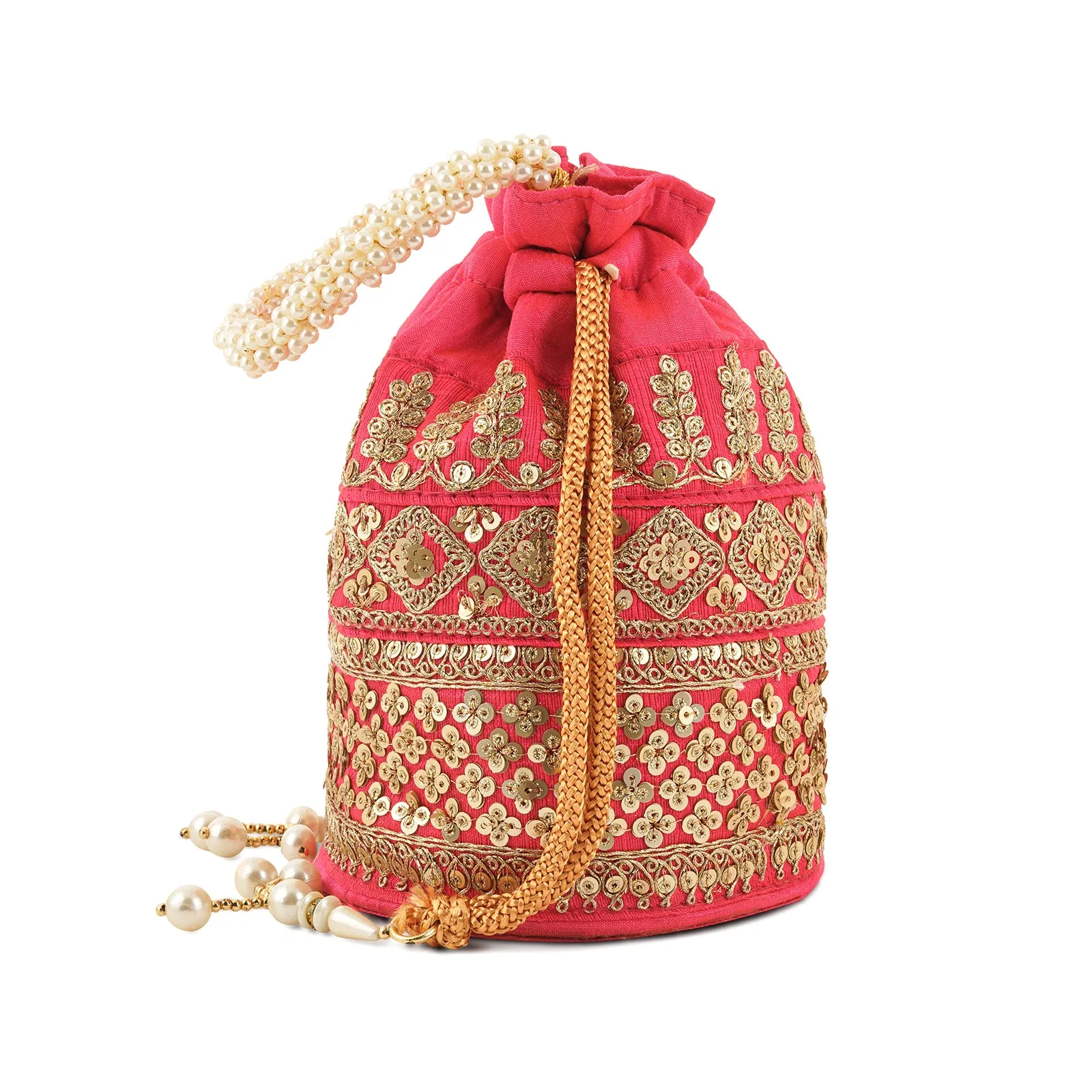 Royal Affair Pink Embroidered Potli Bag