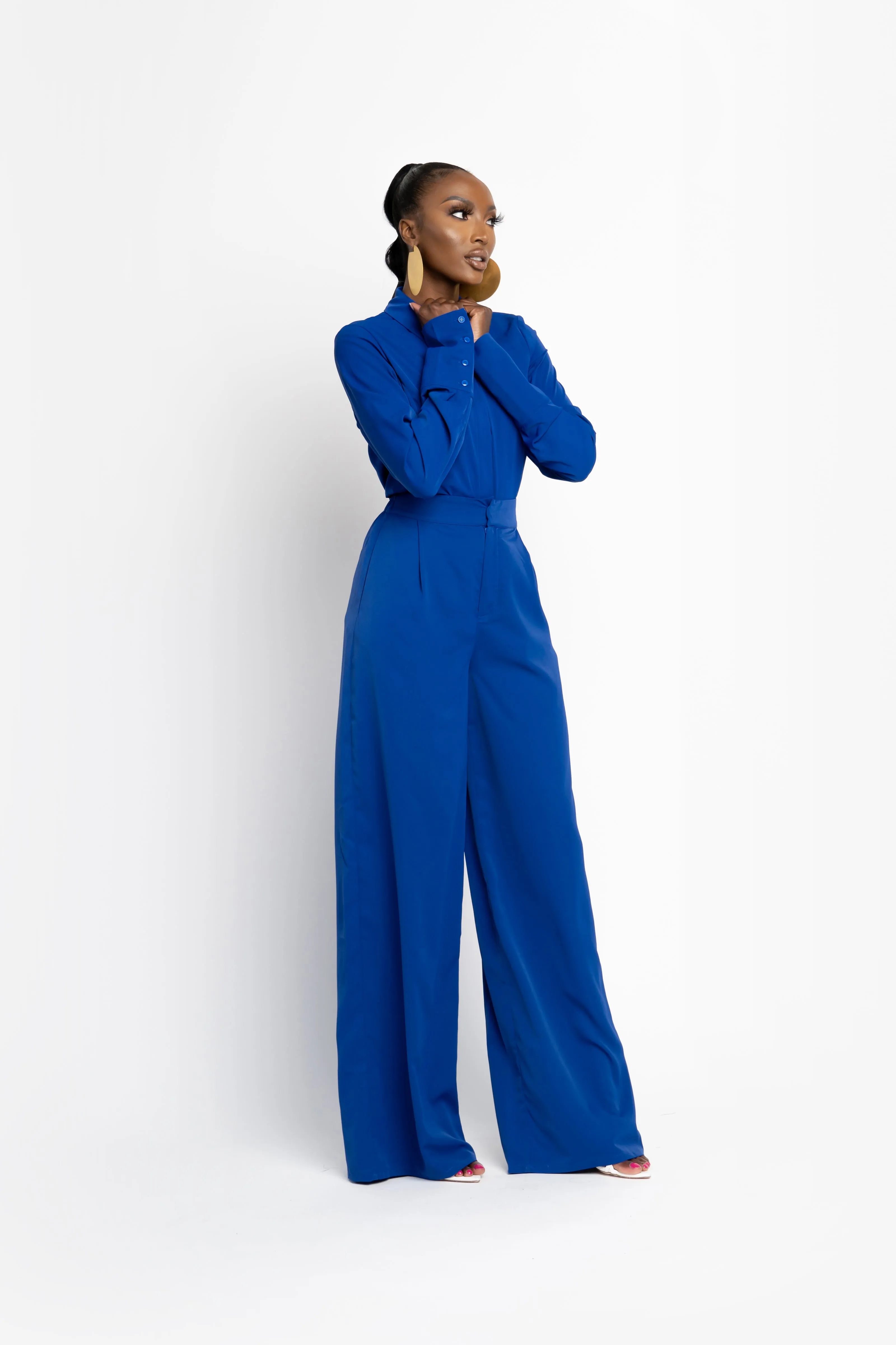 ROYAL BLUE ESTA high waist trousers