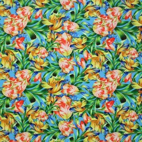 Royal Bouquet Printed Spandex | Blue Moon Fabrics