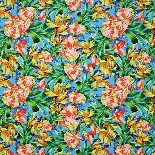 Royal Bouquet Printed Spandex | Blue Moon Fabrics