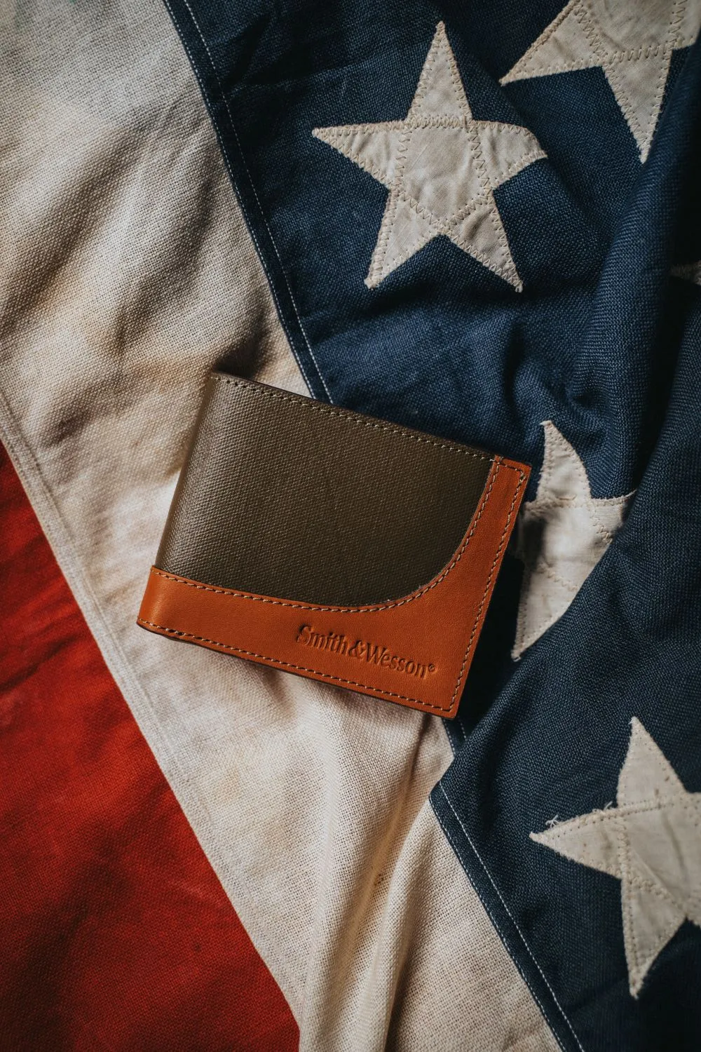 Smith & Wesson Leather & Wax Canvas Bi-Fold Wallet