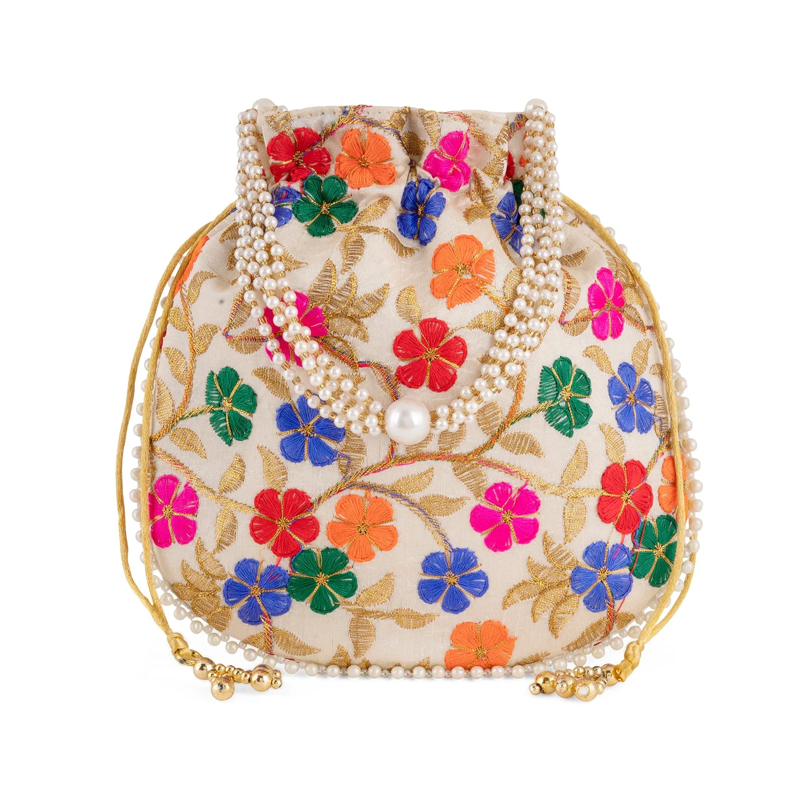 Teejh Fulwaari Multicoloured Embroidered Potli Bag