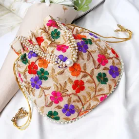 Teejh Fulwaari Multicoloured Embroidered Potli Bag