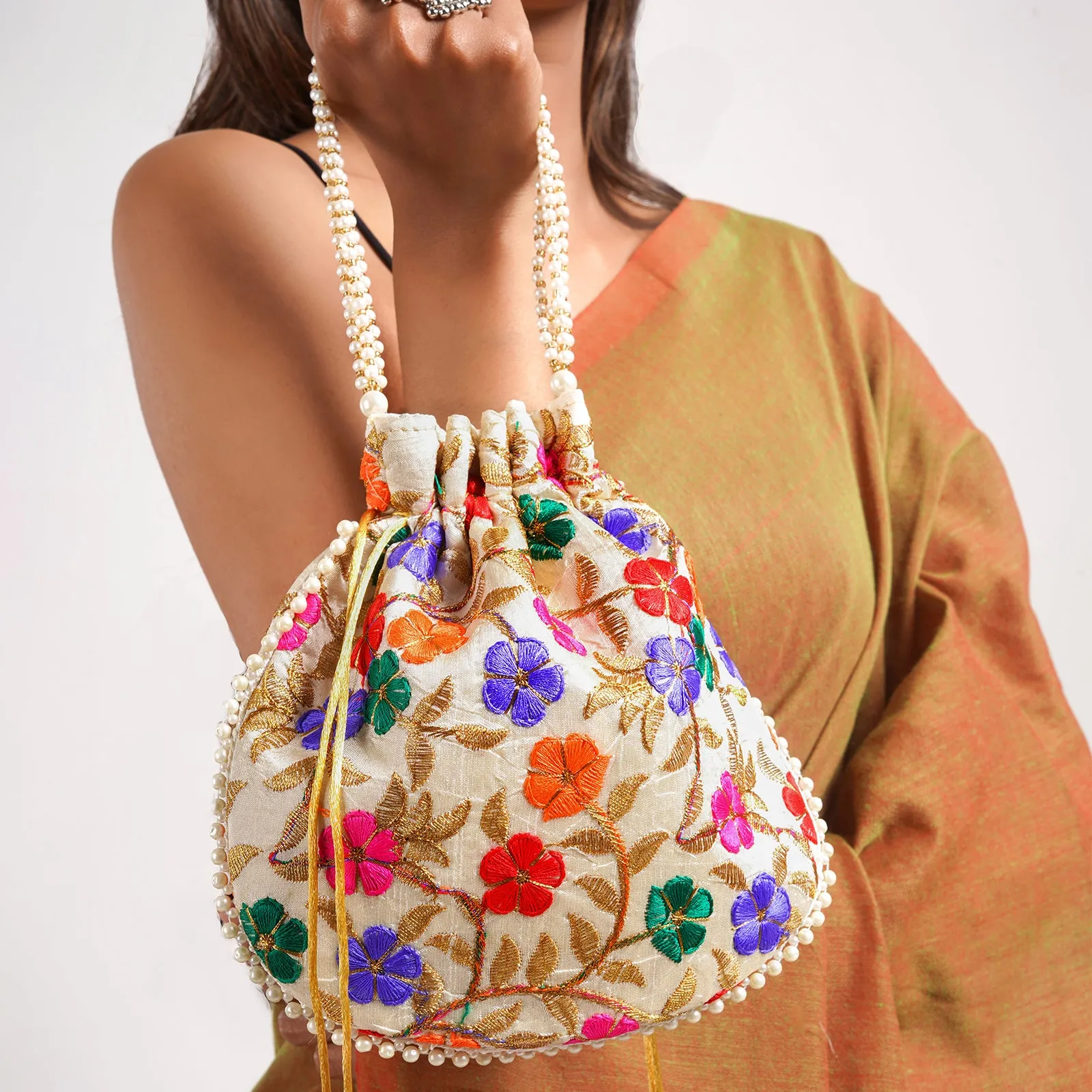 Teejh Fulwaari Multicoloured Embroidered Potli Bag