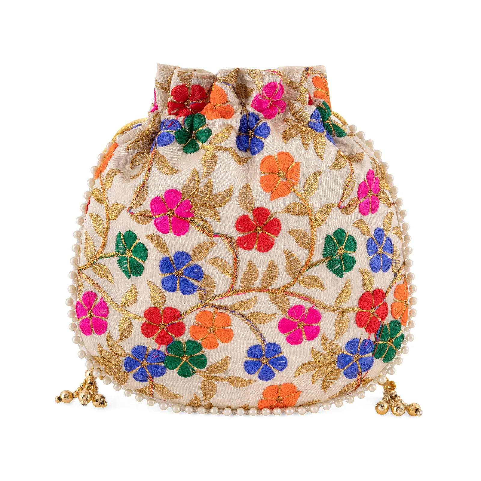 Teejh Fulwaari Multicoloured Embroidered Potli Bag