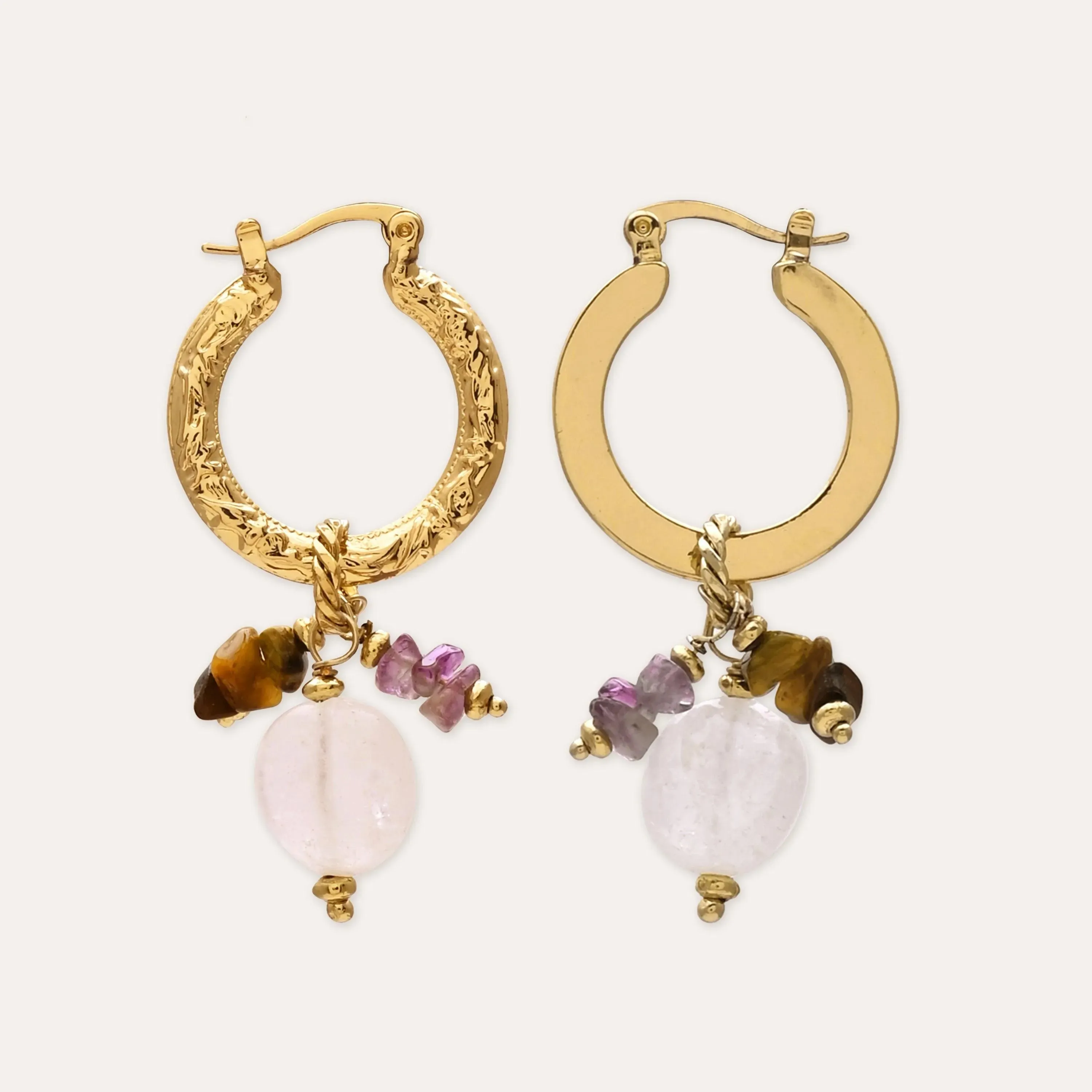 TFC Colorful Stones Gold Plated Dangler Earrings