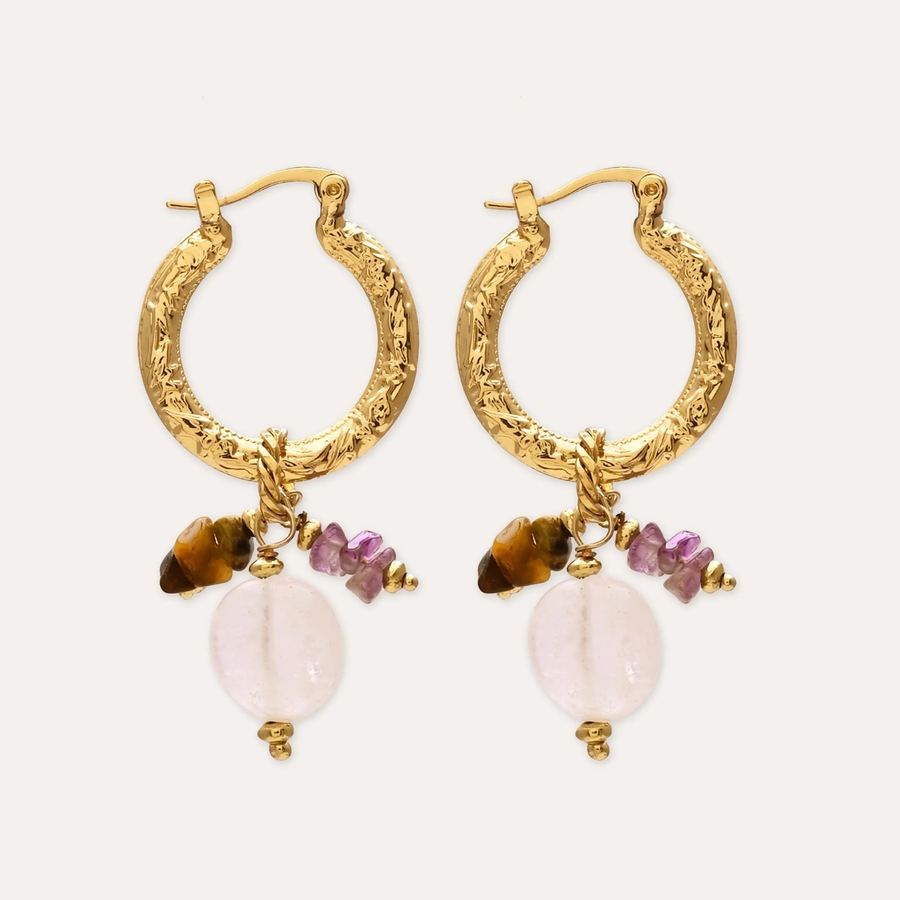 TFC Colorful Stones Gold Plated Dangler Earrings