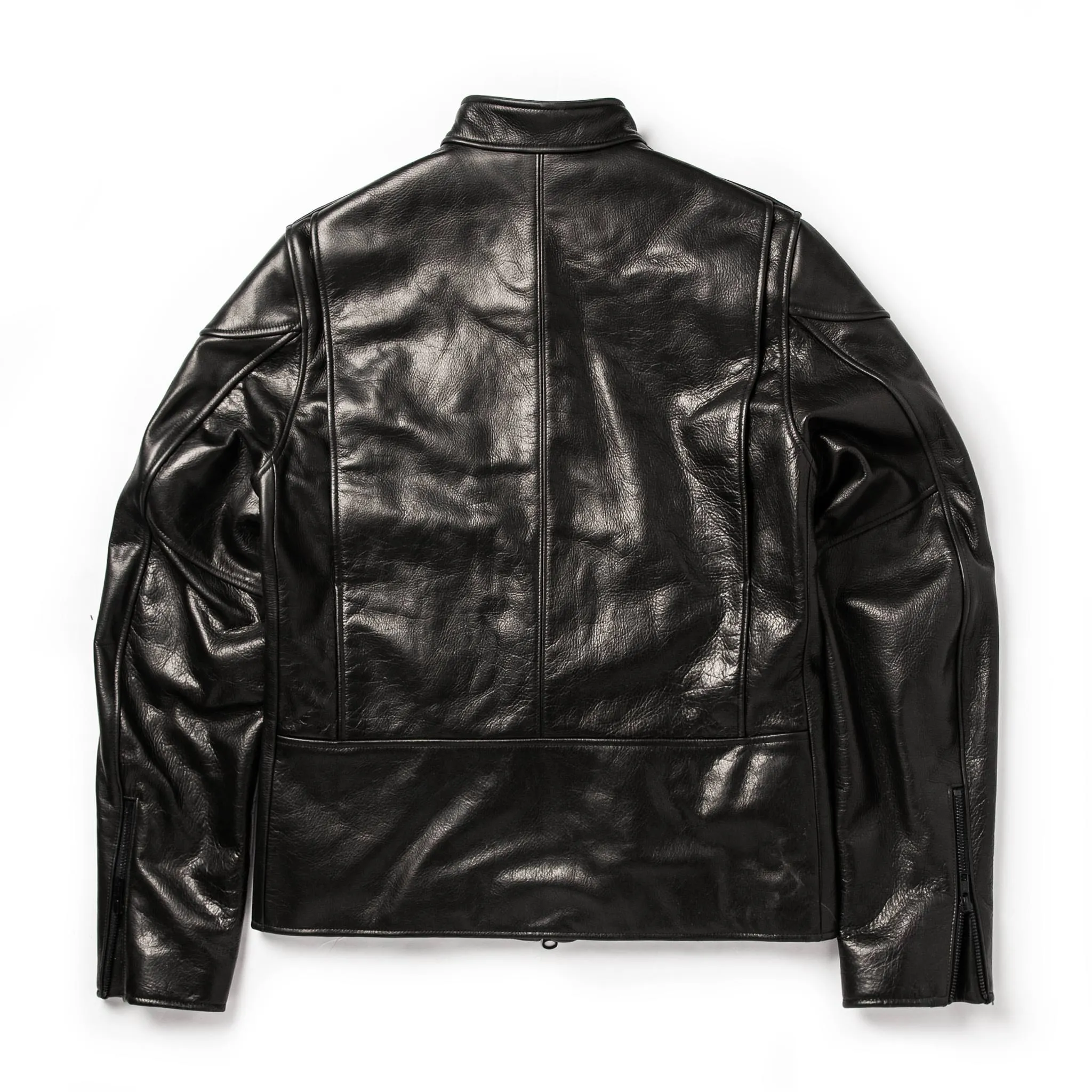 The Band Collar Moto Jacket in Black Steerhide