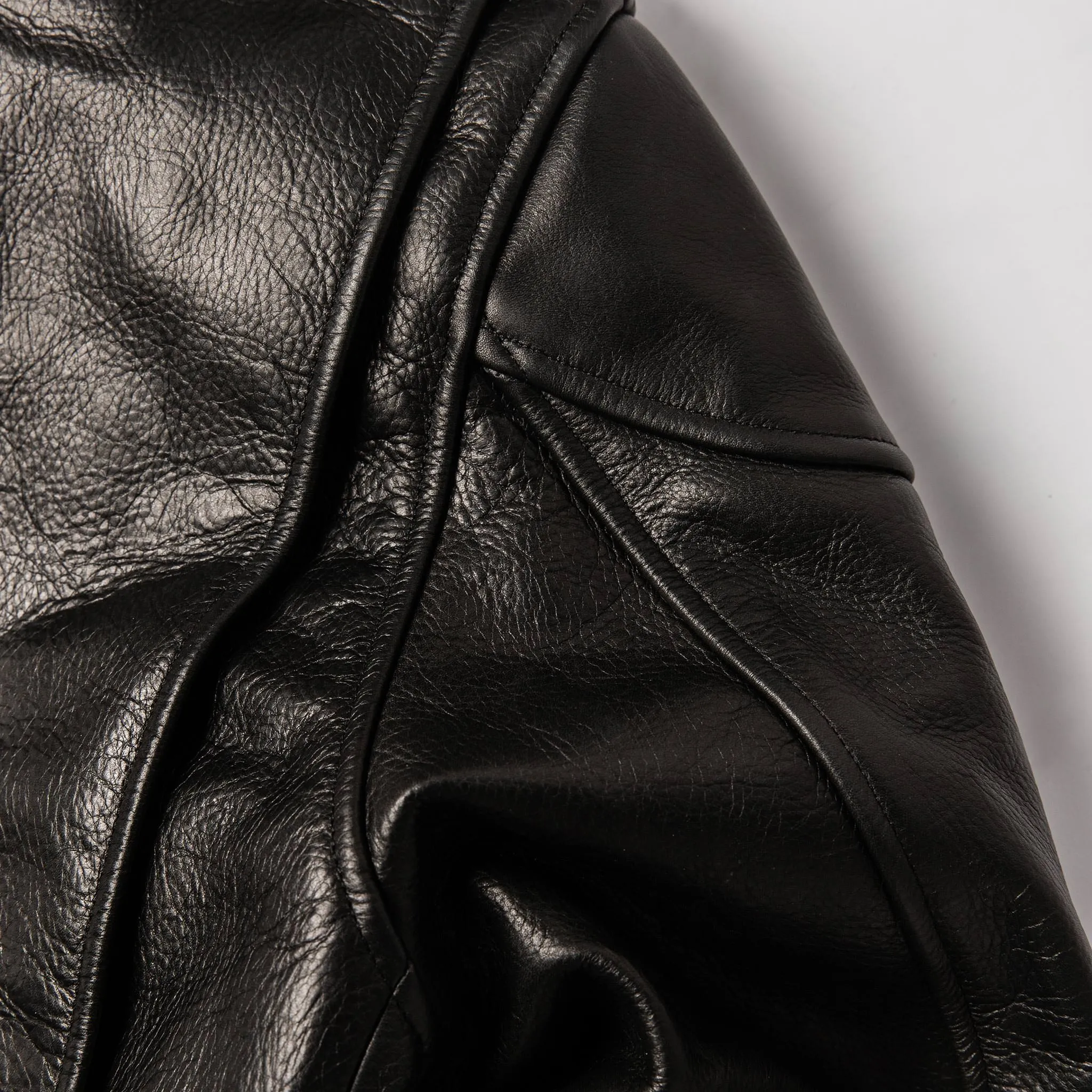 The Band Collar Moto Jacket in Black Steerhide