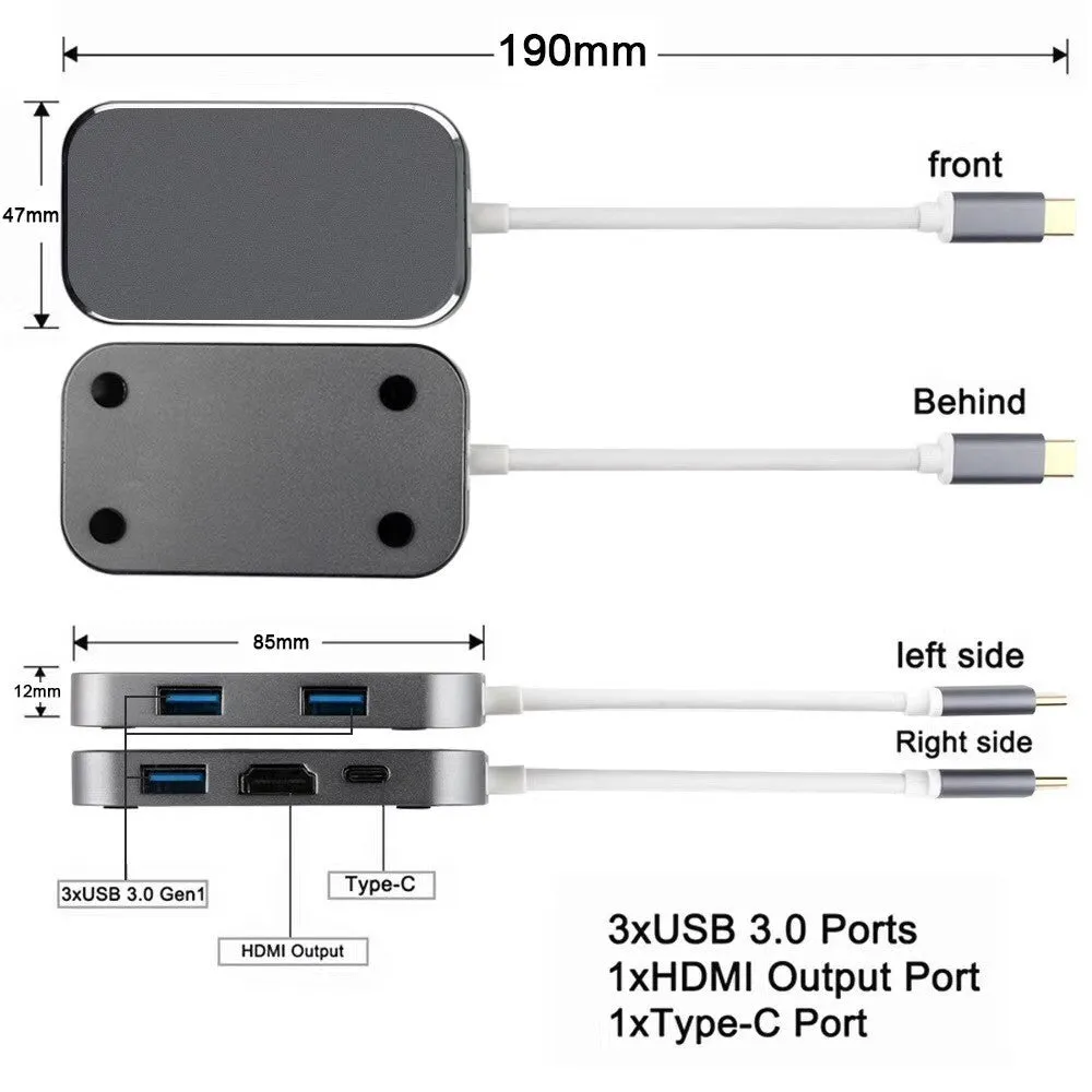 Type C 5 In 1 Hub - USB-C HDMI 3 USB3.0