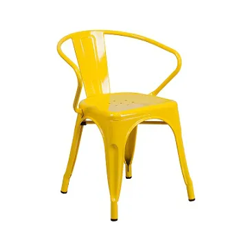 Vibrant Yellow Galvanized Tolix Arm Chair In-Outdoor