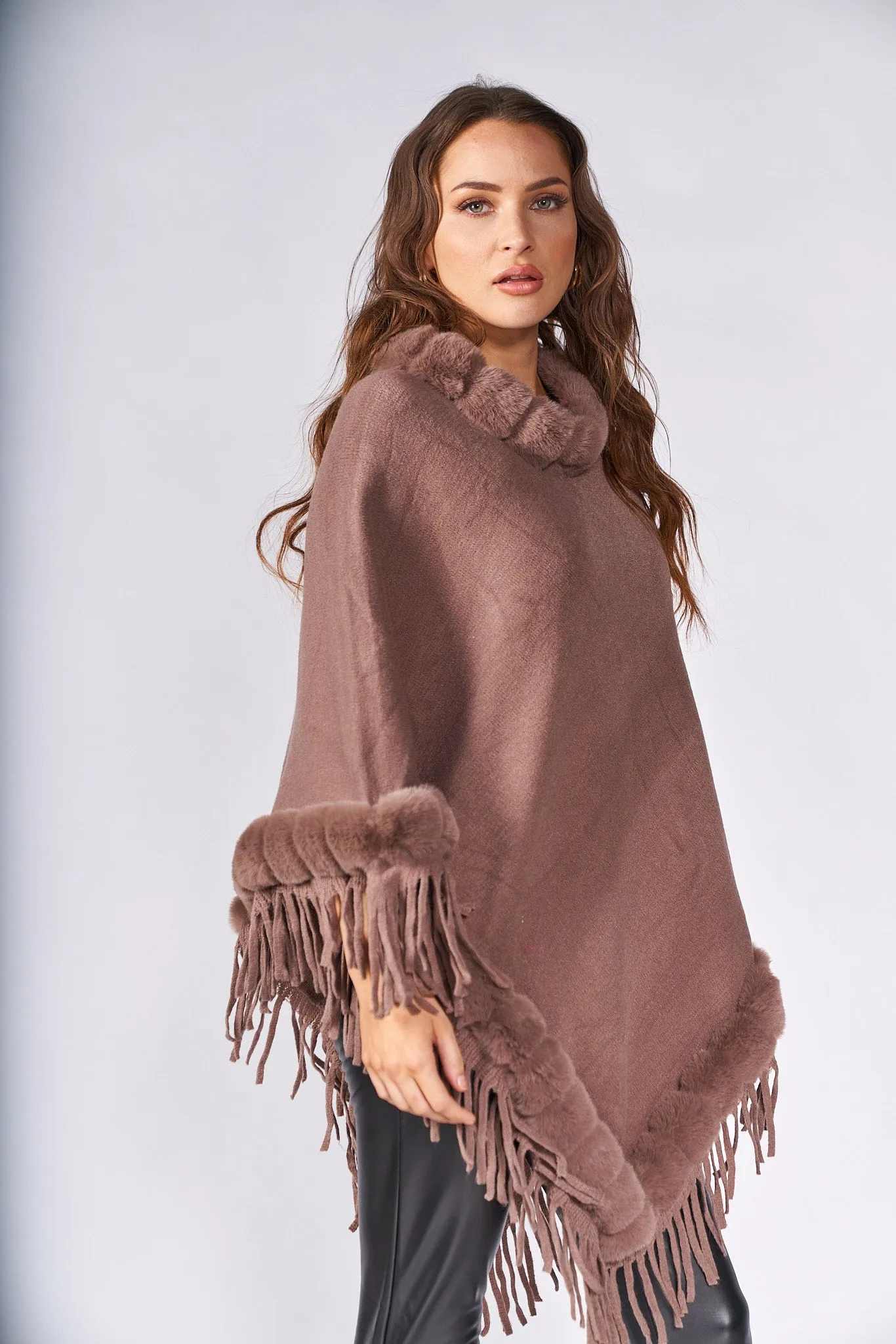 Warm & Cozy Fringe Trim Poncho