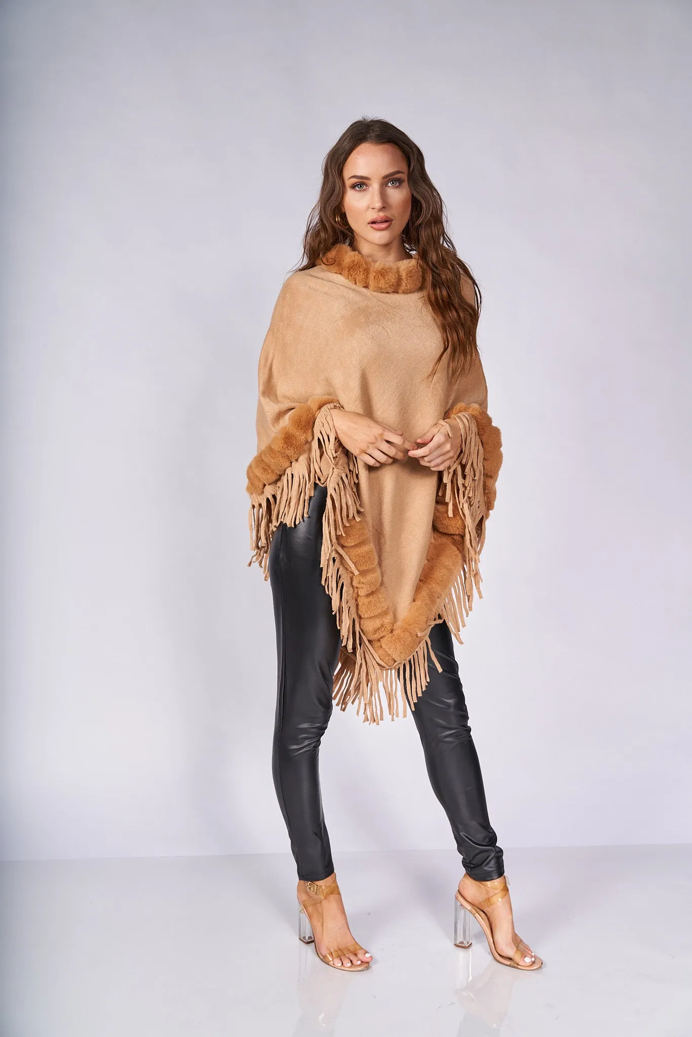 Warm & Cozy Fringe Trim Poncho