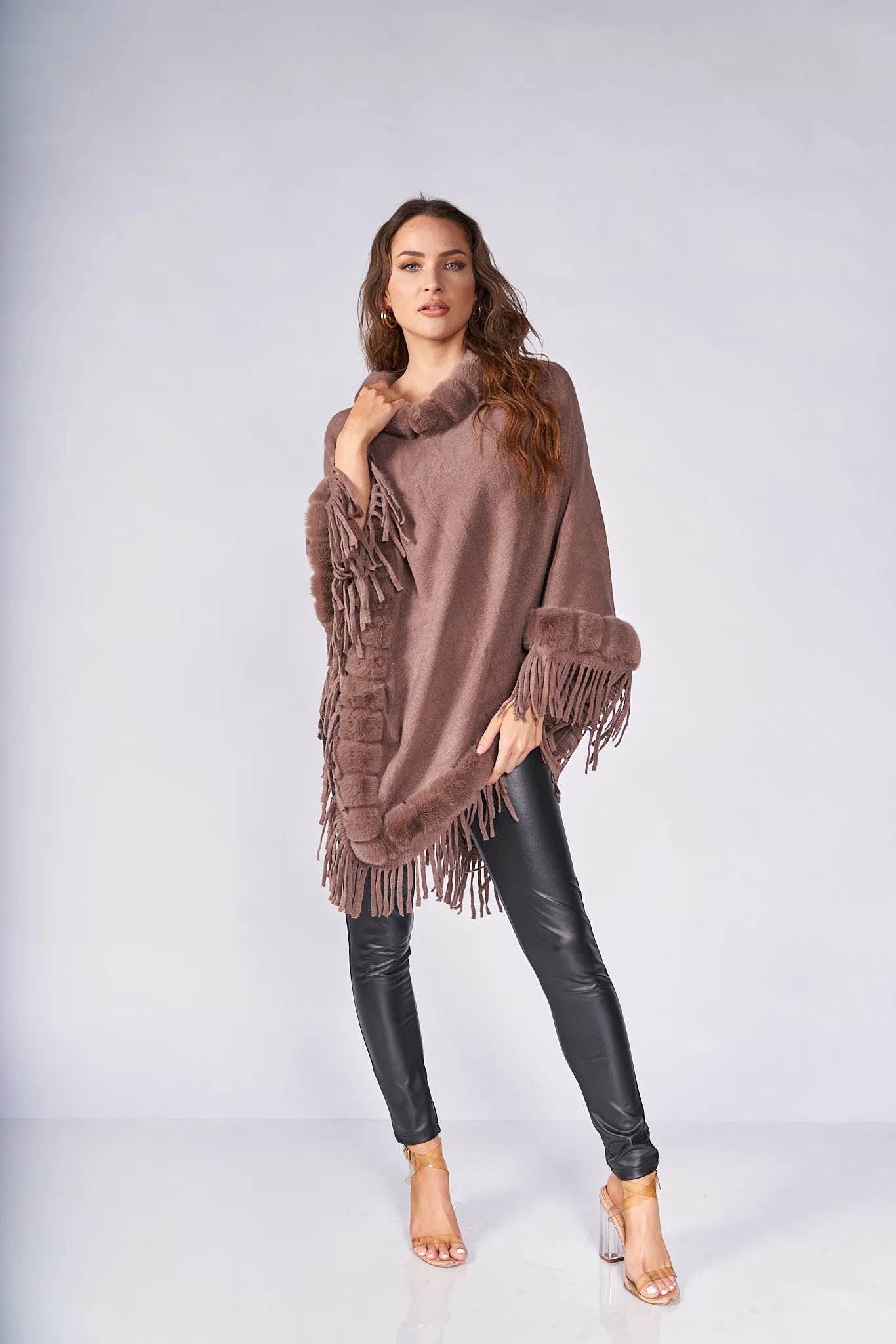 Warm & Cozy Fringe Trim Poncho