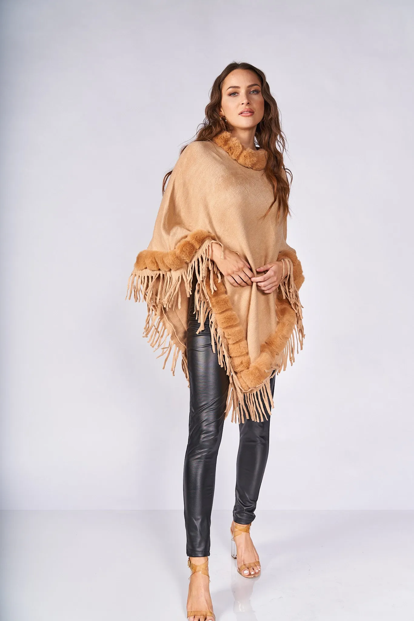 Warm & Cozy Fringe Trim Poncho