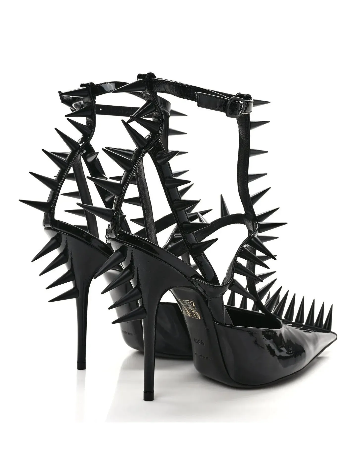 Women’s Black Extreme Studded Patent Vegan Leather Sandals