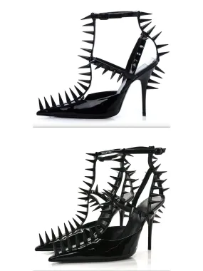 Women’s Black Extreme Studded Patent Vegan Leather Sandals