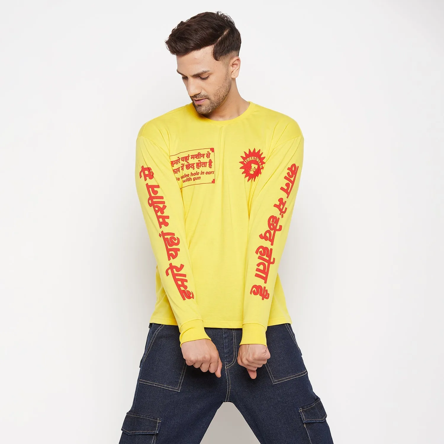 Yellow Desi Graphic Long Sleeve Tshirt